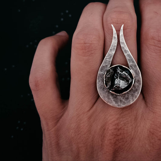 Comet Ring with Authentic Meteorite